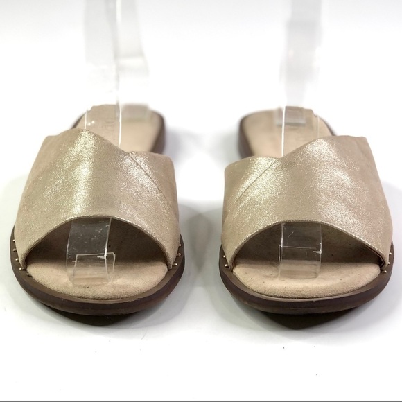 Franco Sarto Riviera gold metallic studded leather slides mules summer 7.5 - Picture 5 of 11
